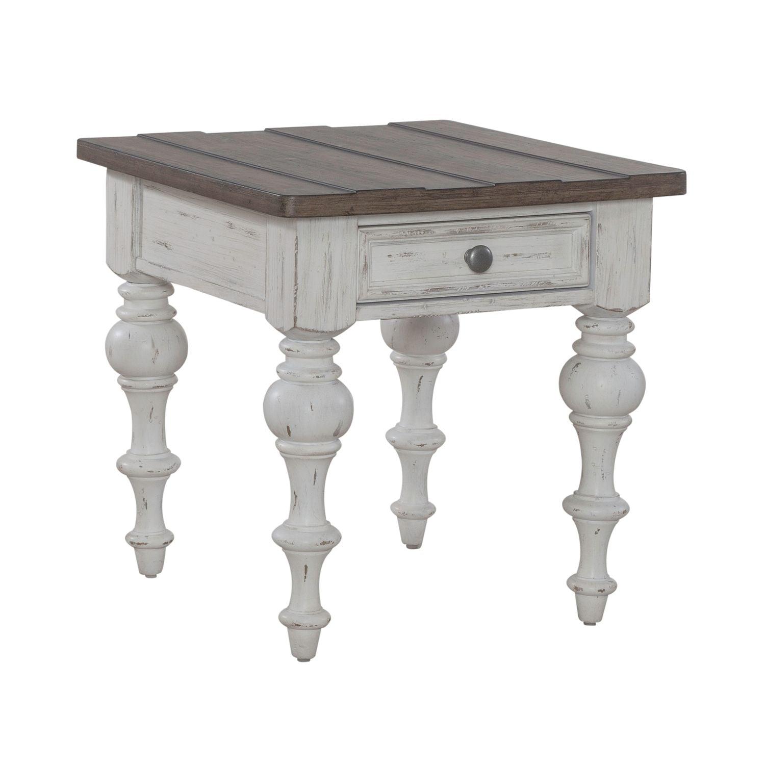 River Place End Table 237 OT1020 - Modern Side Table for Living Room, Bedroom & Office - Small Accent Table with Sturdy Metal Frame & Wooden Top - Perfect for Coffee, Books & Decor