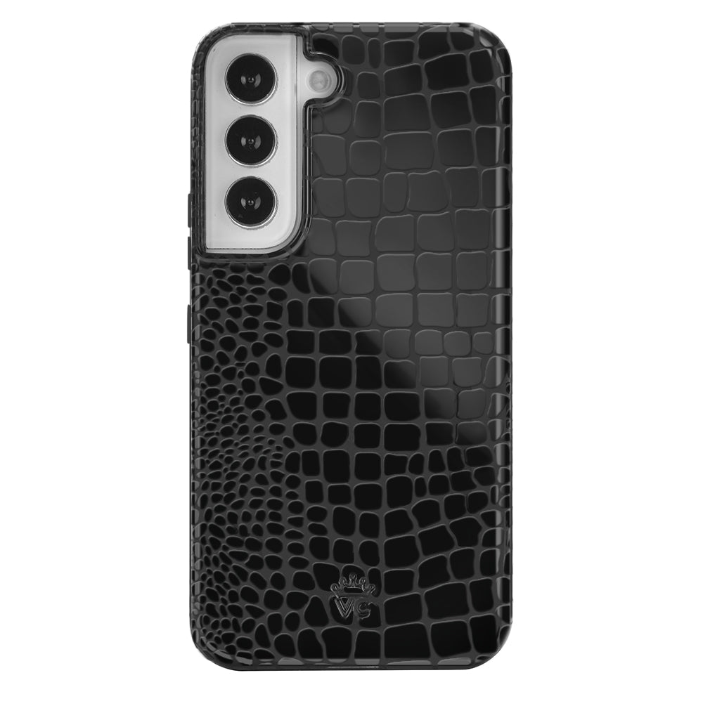 Samsung Galaxy Phone Case - Durable Black Crocodile Pattern Cover for Samsung S21/S20/S10/Note 20 - Stylish & Protective Phone Case for Everyday Use, Work & Travel