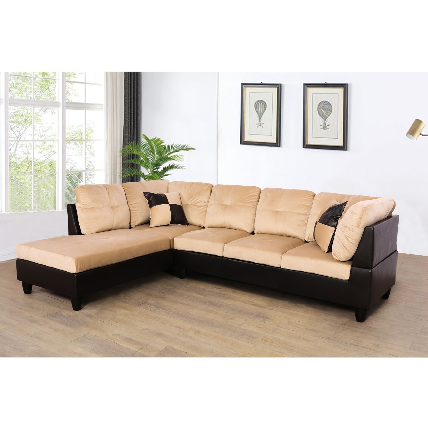 Ainehome 2-Piece L-Shaped Sectional Sofa Set - Soft Microfiber Couch with Chaise Lounge, Modern Living Room Furniture (Beige, Left-Facing) - Perfect for Small Spaces, Apartments & Cozy Family Gatherings