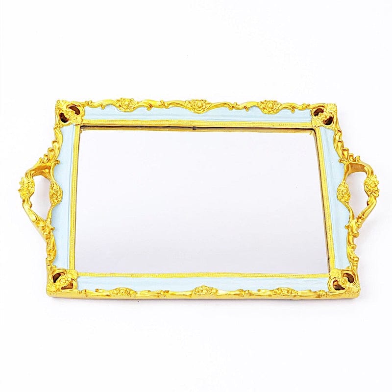 15x10 Inch Metallic Rectangular Mirror Serving Tray with Handles - Elegant Party Decor, Cocktail Serving, Home Decor & Gift Idea for Weddings, Hostess & Housewarming
