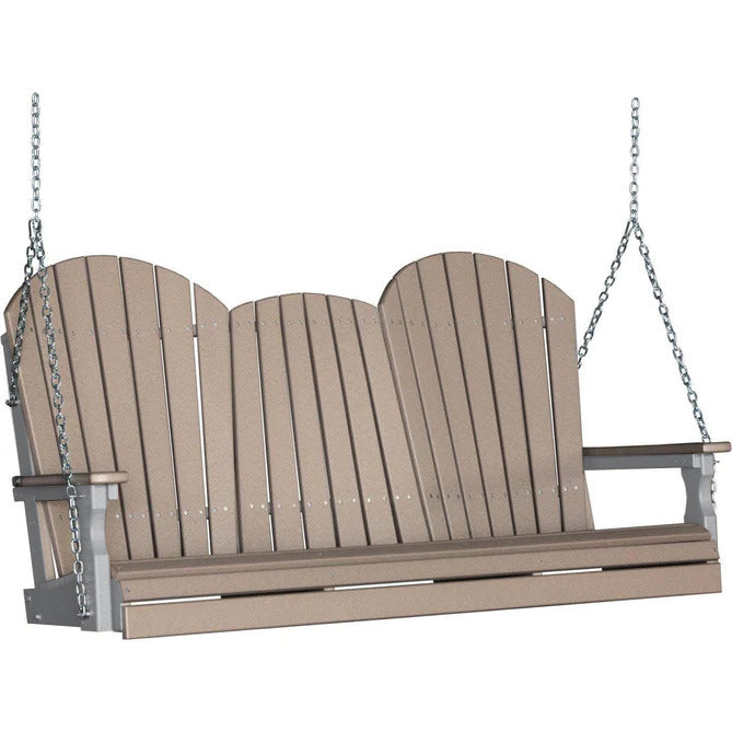 Premium 5ft Recycled Plastic Adirondack Porch Swing with Cup Holder - Weather-Resistant Outdoor Furniture for Patio, Garden & Backyard Relaxation