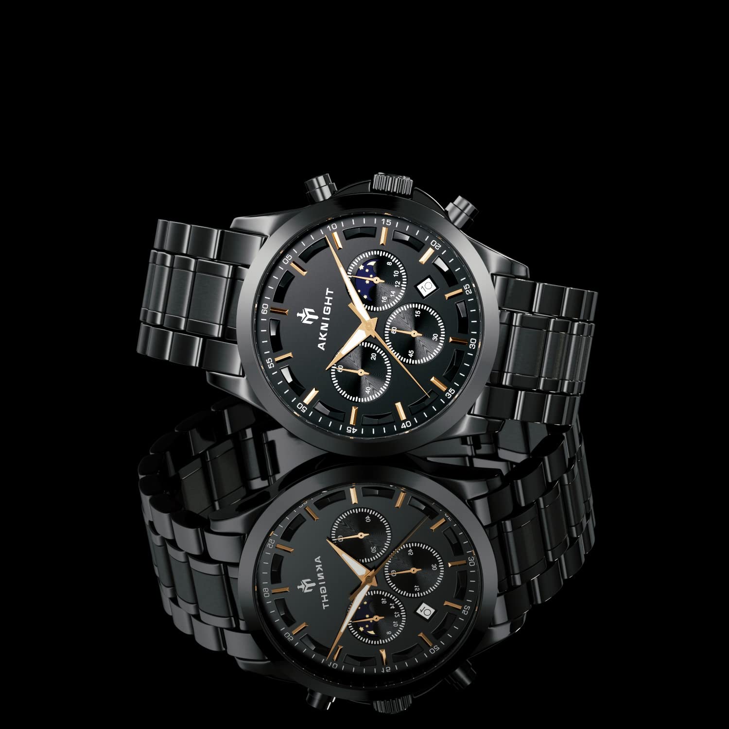 BENYAR AKNIGHT Men's Analog Quartz Chronograph Watch - 45mm Big Face, Waterproof, Luminous Hands, Calendar - Business, Work, Sport & Casual Fashion Watch for Men | Perfect for Office, Outdoor & Daily Wear