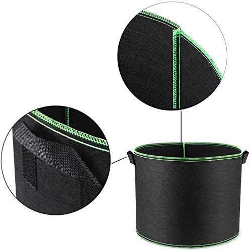 5 Pack Heavy Duty 300G Thickened Nonwoven Fabric Grow Bags with Handles - 10 Gallon Plant Pots for Vegetables, Flowers & Herbs - Ideal for Indoor Gardening, Balcony Planting & Outdoor Use (Black/Green)