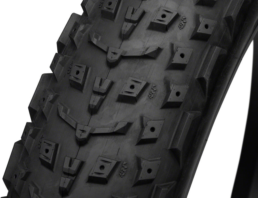 45NRTH Dillinger 5 Studdable Winter Bike Tire - 26 x 4.6 Tubeless Folding Black 120 TPI - Perfect for Snow & Ice Cycling, Fat Bike Trails, and Extreme Cold Weather Riding