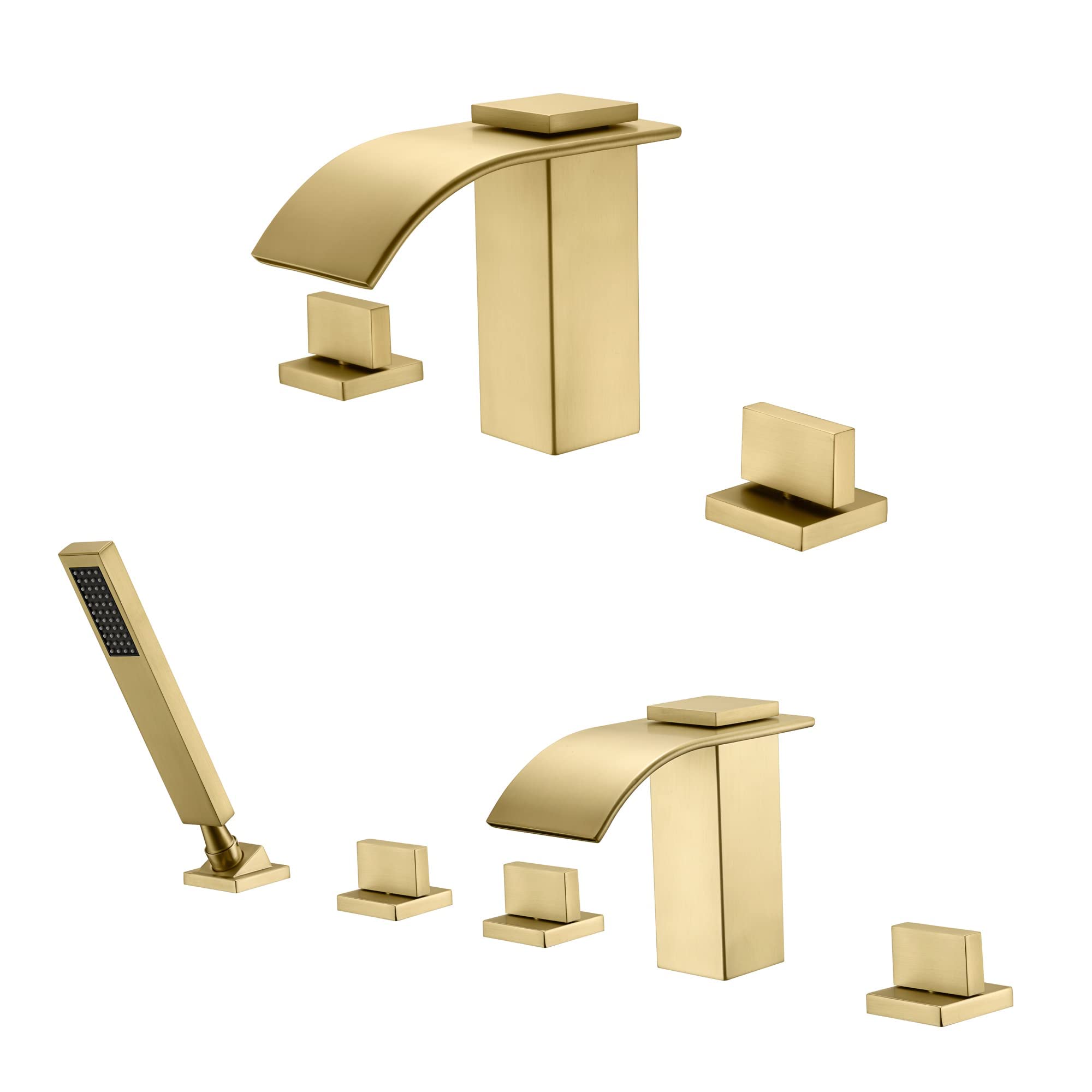 Widespread Bathroom Faucet S1408BGW & Roman Tub Faucet S2126BGW Set - Modern Matte Black Finish for Bathroom Vanity and Freestanding Tub | Perfect for Master Bathroom Renovation and Luxury Home Upgrade