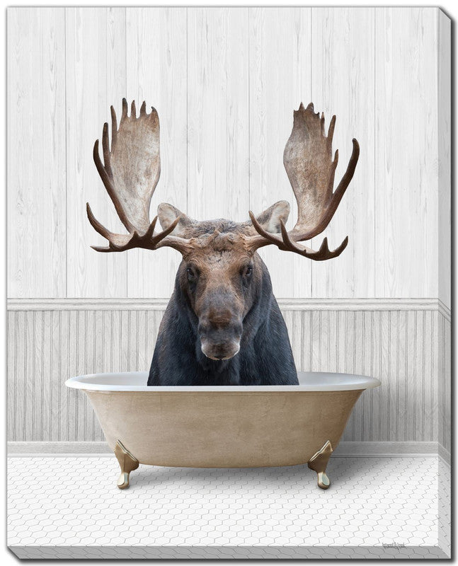 Bathtime Friends VI Wall Art - Dark Brown 16x20 Inches - Perfect for Bathroom, Nursery, and Kids' Room Decor