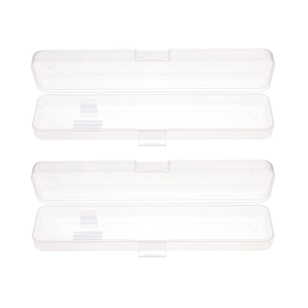 Healifty 2-Pack Travel Toothbrush Case with Toothpaste Holder - Compact Plastic Toothbrush Container for Travel, Camping & Gym - White PP Material (Pencil Case Style)