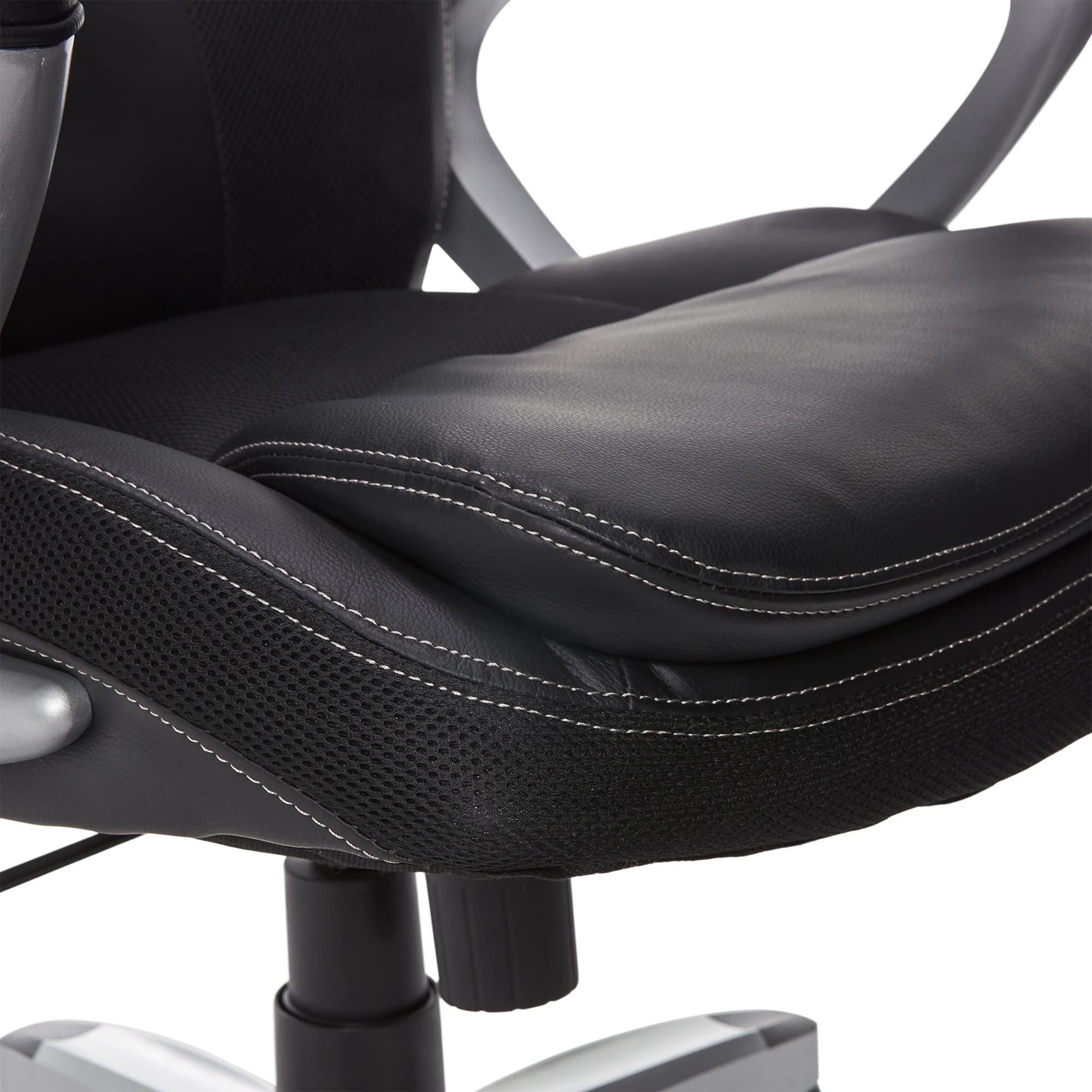 Serta Amplify Executive Office Chair - Adjustable Ergonomic Gaming Chair with Lumbar Support, Padded Arms, Faux Leather & Mesh Back - Black - Perfect for Home Office, Gaming Setup & Workspace Comfort