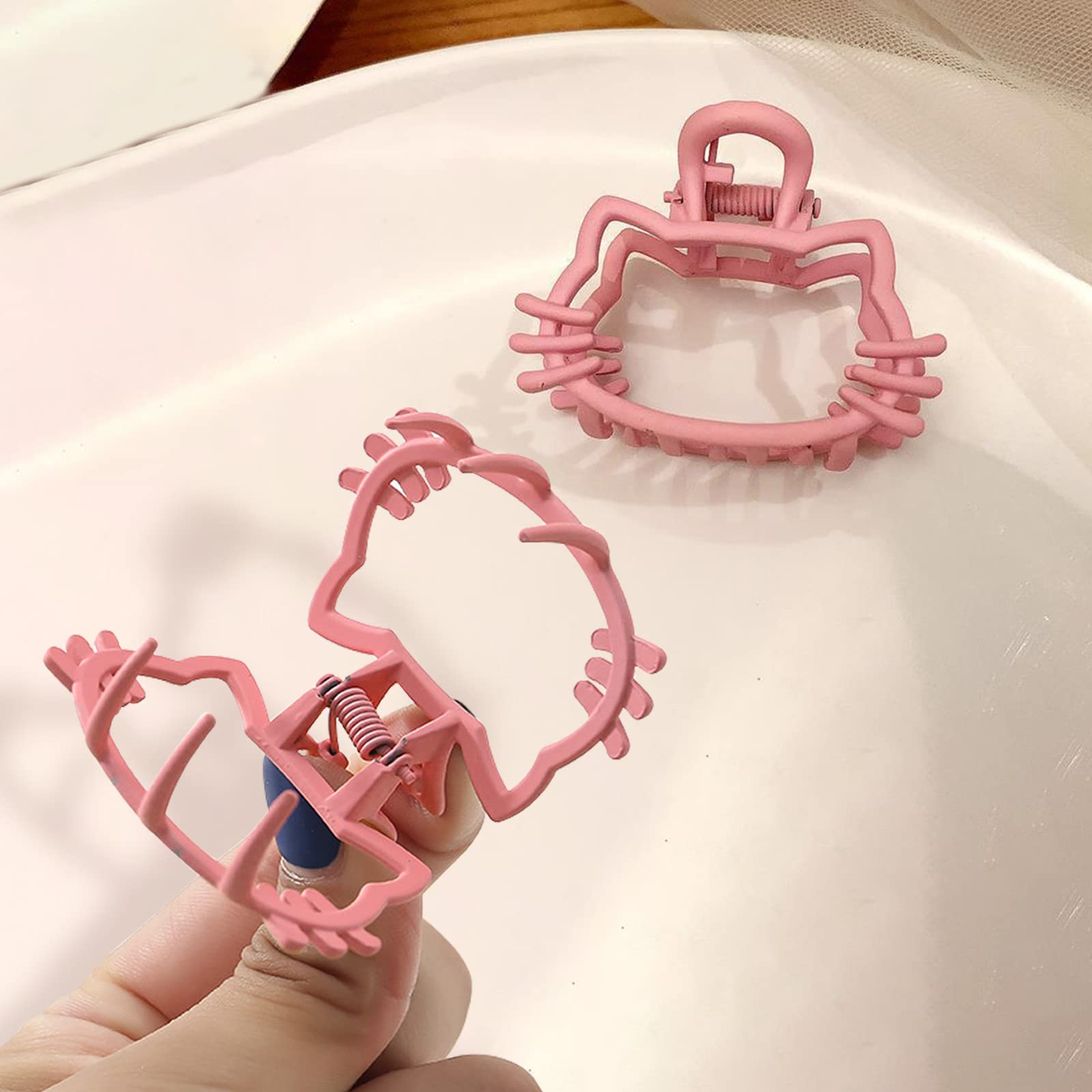 Cute Pink Cat Hair Claw Clip for Women & Girls - Styling Thin/Medium Hair for Daily & Party