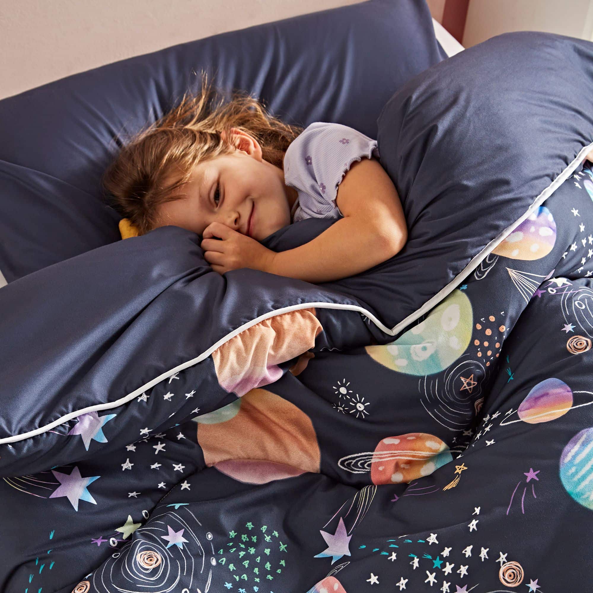 Night Lark Kids Coverless Duvet Set - Space Adventure Galaxy Theme Twin/Full Size Soft Hypoallergenic Bedding for Boys & Girls - Perfect for Kids' Bedrooms, Sleepovers & Space-Themed Decor