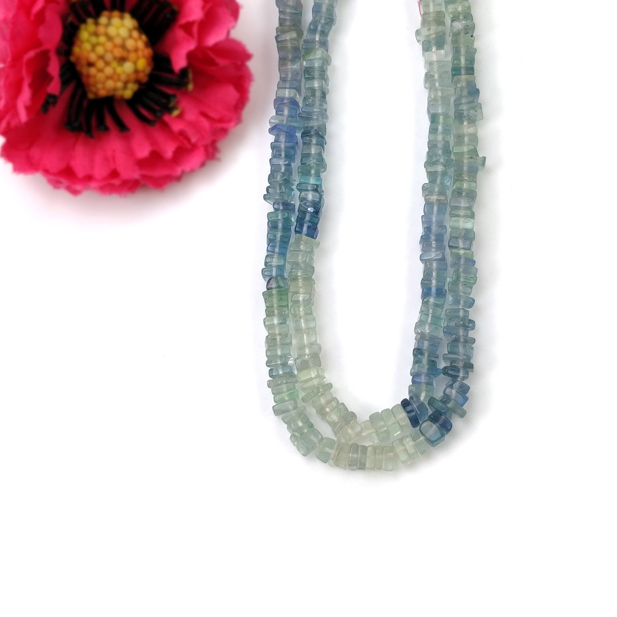 Natural Green Fluorite Gemstone Loose Beads - Untreated Square Heishe Statement Beads (16 Pieces) for Jewelry Making, DIY Crafts, and Healing Crystal Bracelets