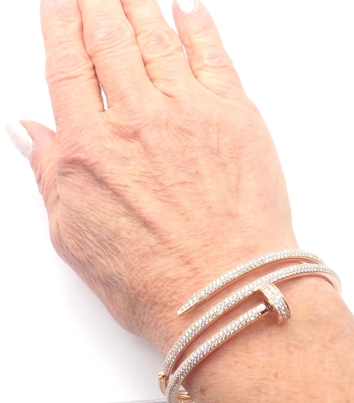 Cartier Juste un Clou 18K Rose Gold Diamond Bangle Bracelet - Size 16 - Luxury Nail Design Jewelry for Women - Perfect for Weddings, Anniversaries & Special Occasions
