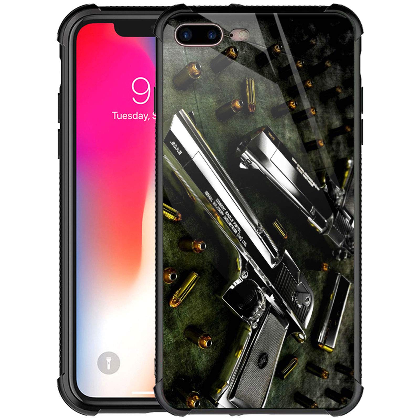 Shockproof iPhone 8/SE 2020 Case with Gun & Bullet Design - Anti-Scratch Hard PC Back Cover for Girls | Perfect for School, Work & Outdoor Protection