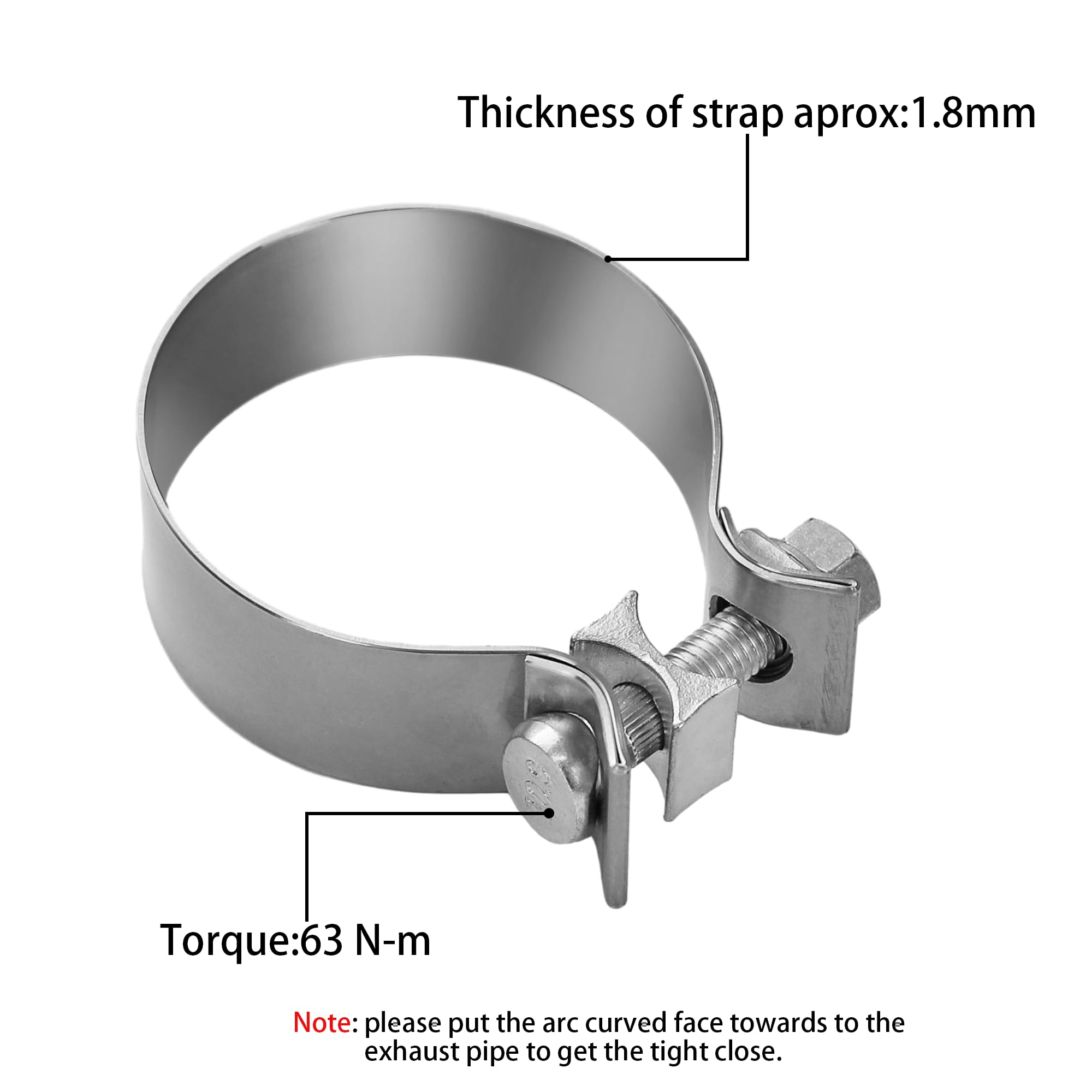1 Pack Heavy Duty Stainless Steel Exhaust Band Clamp (3.5 Inch) - Butt Joint Sleeve for Automotive, Truck & RV Exhaust Pipe Repair & Maintenance