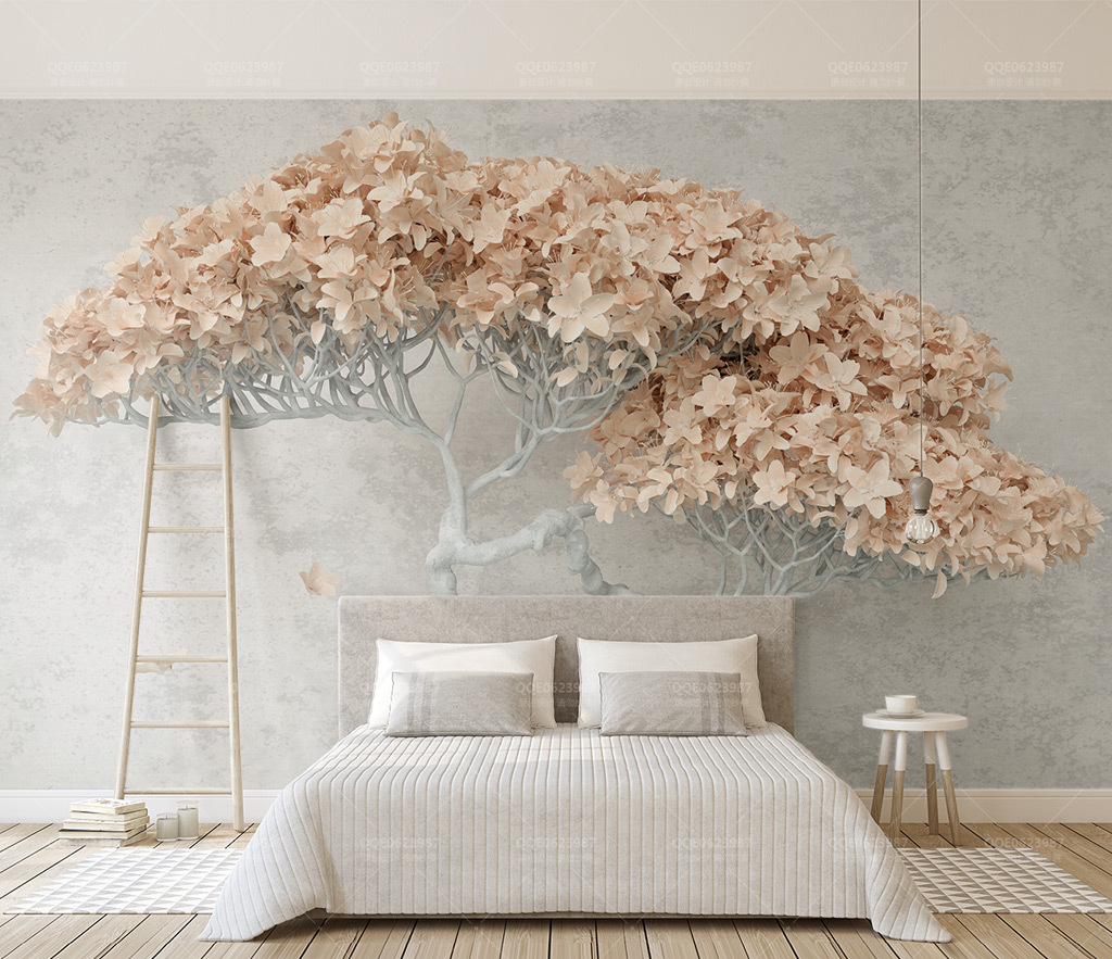 Beige Willow 3D Tree Wallpaper Murals - Peel and Stick Removable Wallpaper for Bedroom, Living Room & Nursery - Nature Inspired Home Decor