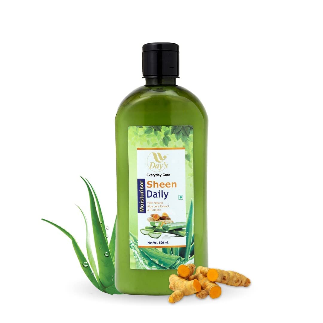 DAY'S Daily Sheen Moisturizer with Aloe Vera, Turmeric & Shea Butter - 500ml Hydrating Lotion for Dry Skin | Pack of 1 | Perfect for Daily Face & Body Care, Post-Shave Relief & Winter Skin Protection