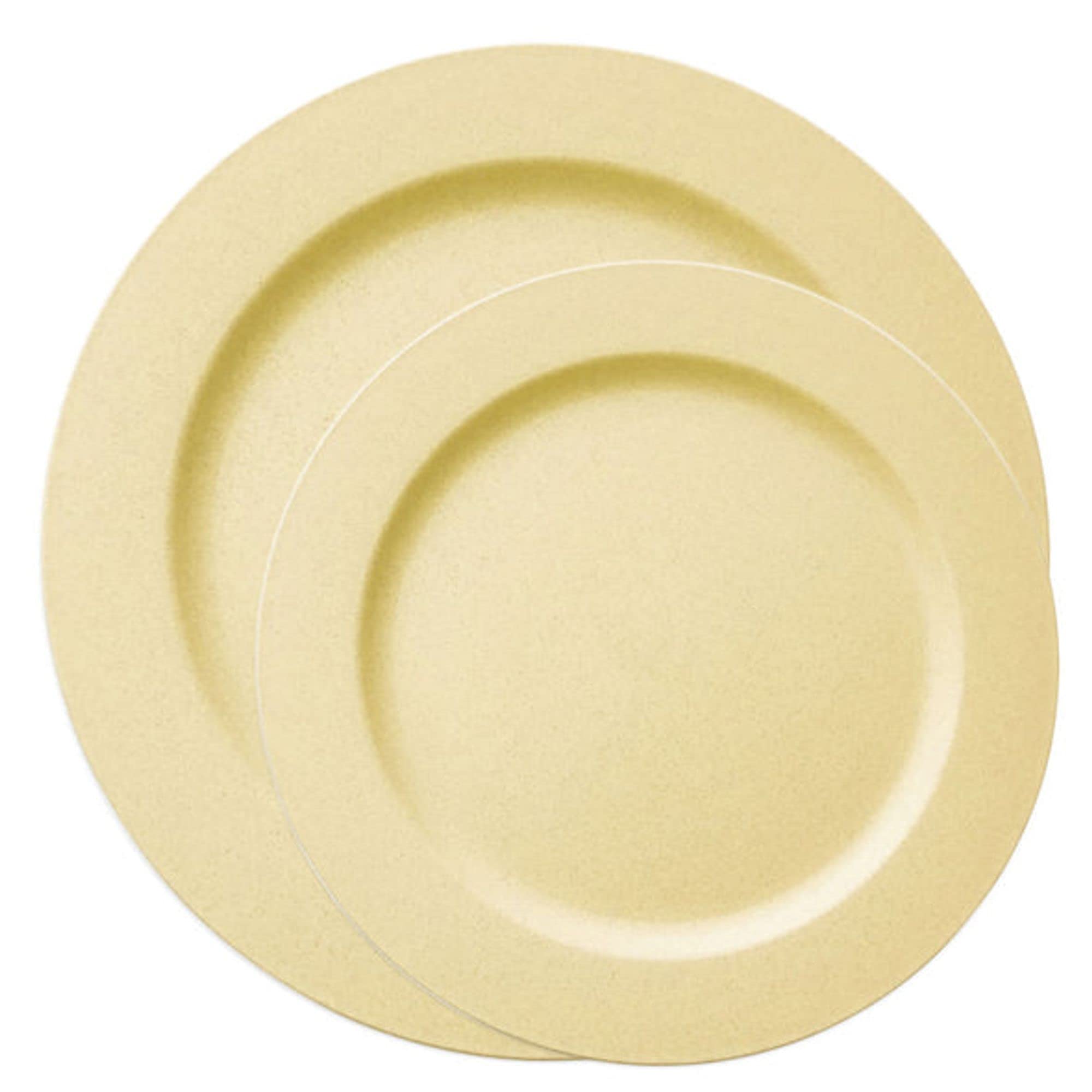 Premium 240-Piece Disposable Plastic Plate Set - 120 Matte Round Dinner Plates & 120 Salad Plates for Weddings, Parties, Catering & Events - Durable Bright Yellow Dinnerware for Easy Cleanup & Elegant Serving
