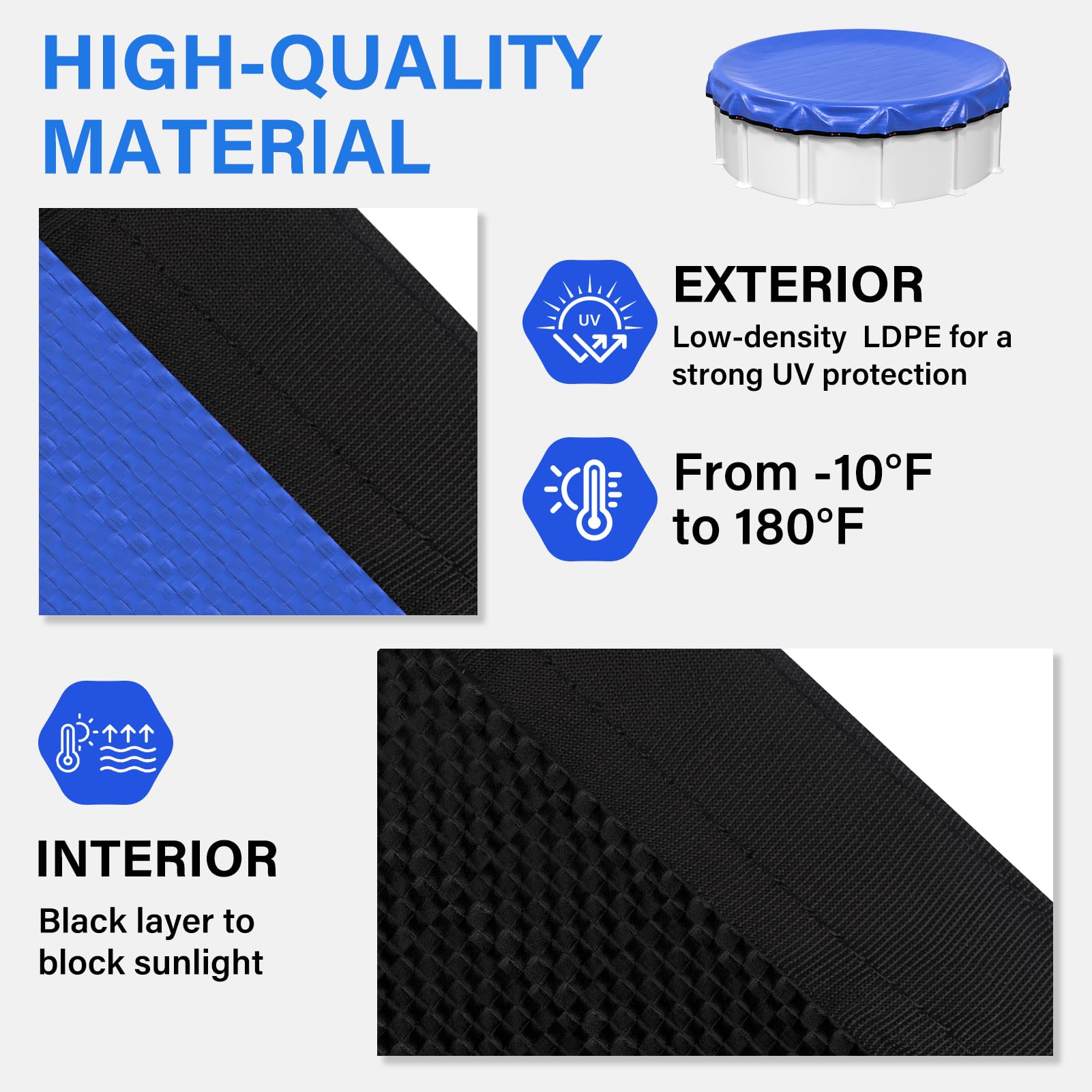 24FT Round Winter Pool Cover 420D Extra Thick Above Ground Pool Cover with Winch & Cable - Heavy Duty Cold Weather Protection for Inground Pools, Royal Blue - Perfect for Winterizing and Protecting Your Pool from Debris, Ice, and Snow
