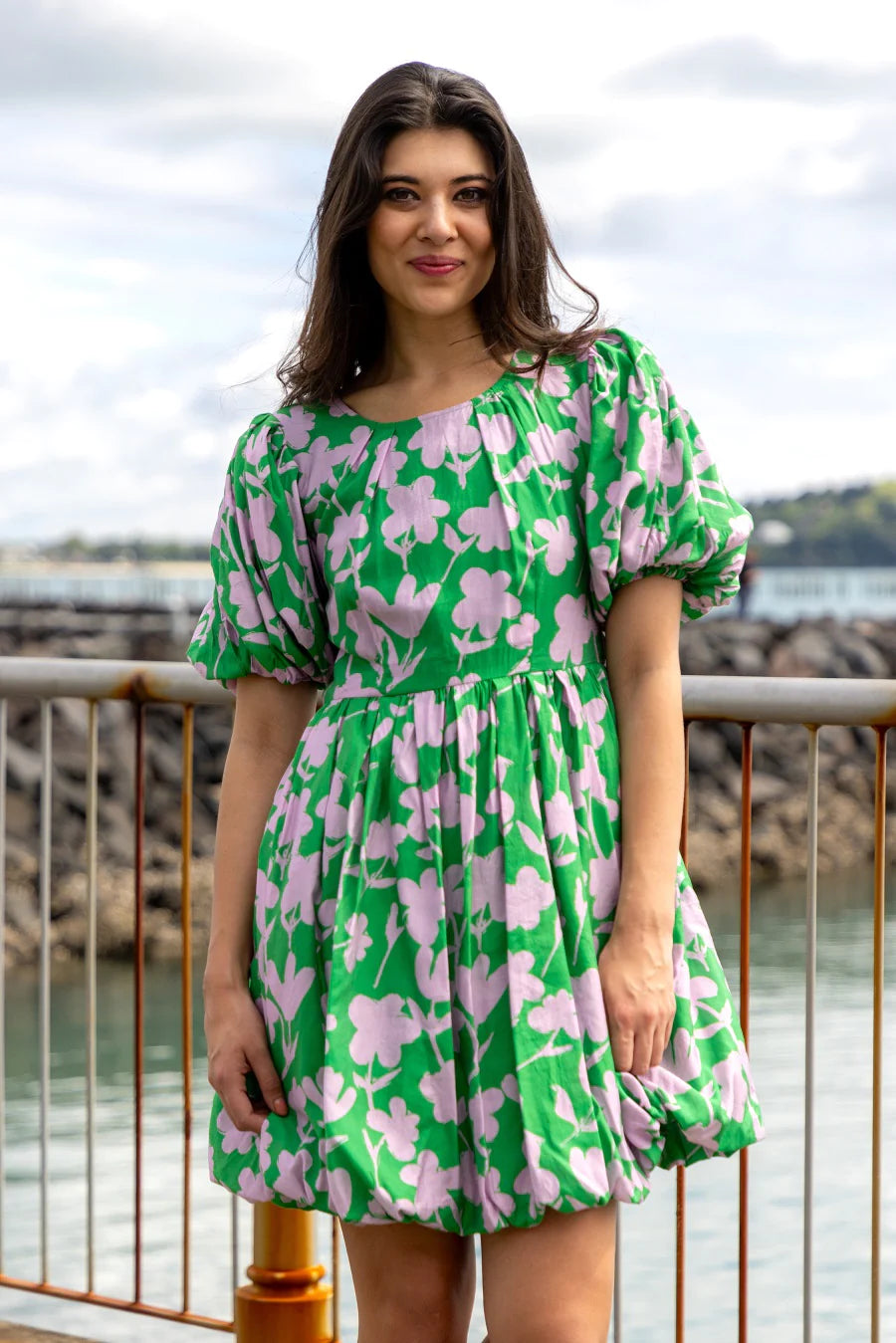 Emma Mini Dress - Green Floral Print Summer Dress for Women | Perfect for Beach Vacation, Date Night & Casual Outings