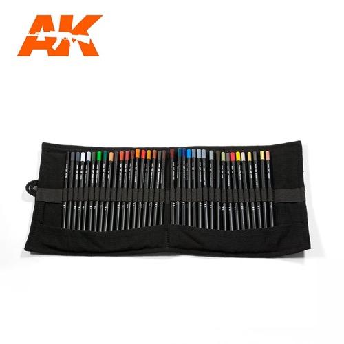 AK Interactive AK10048 Weathering Pencils - Full Range Set with Premium Cloth Case - Perfect for Model Painting, Miniature Detailing & DIY Crafts