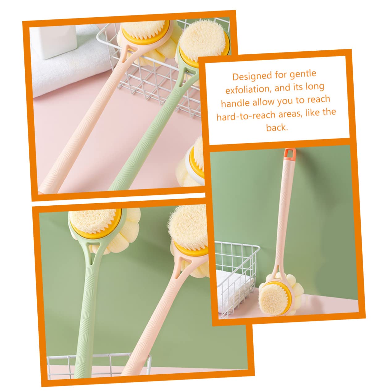 Homoyoyo Long Handle Bath Back Brush for Elderly - Extra Reach Shower Brush with Soft Bristles for Back Scrubbing & Exfoliation | Perfect for Seniors, Limited Mobility & Hard-to-Reach Areas