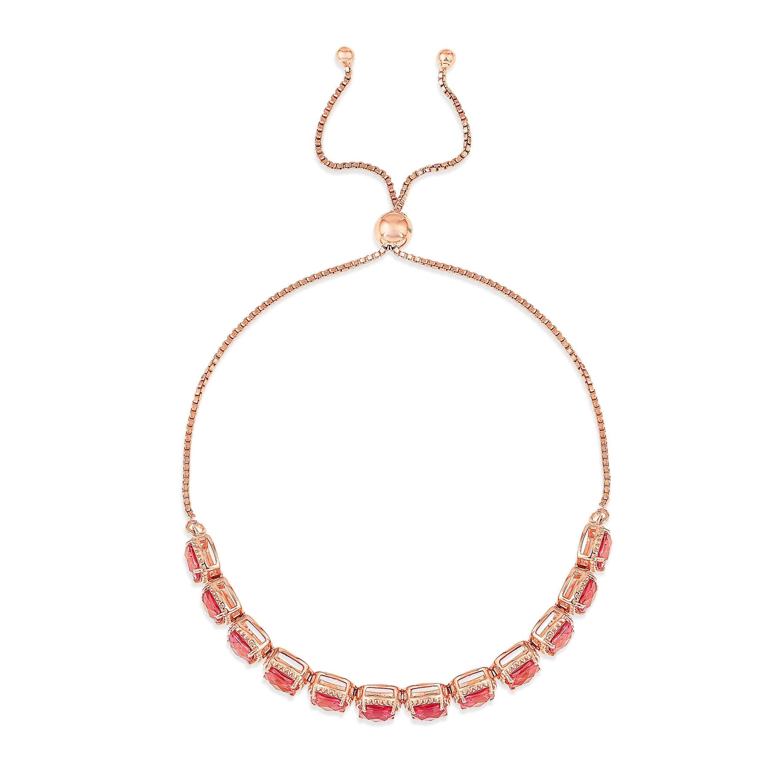 14K Gold Peach Sapphire Tennis Bracelet for Women | Elegant & Dainty Jewelry Gift for Birthday, Anniversary & Special Occasions
