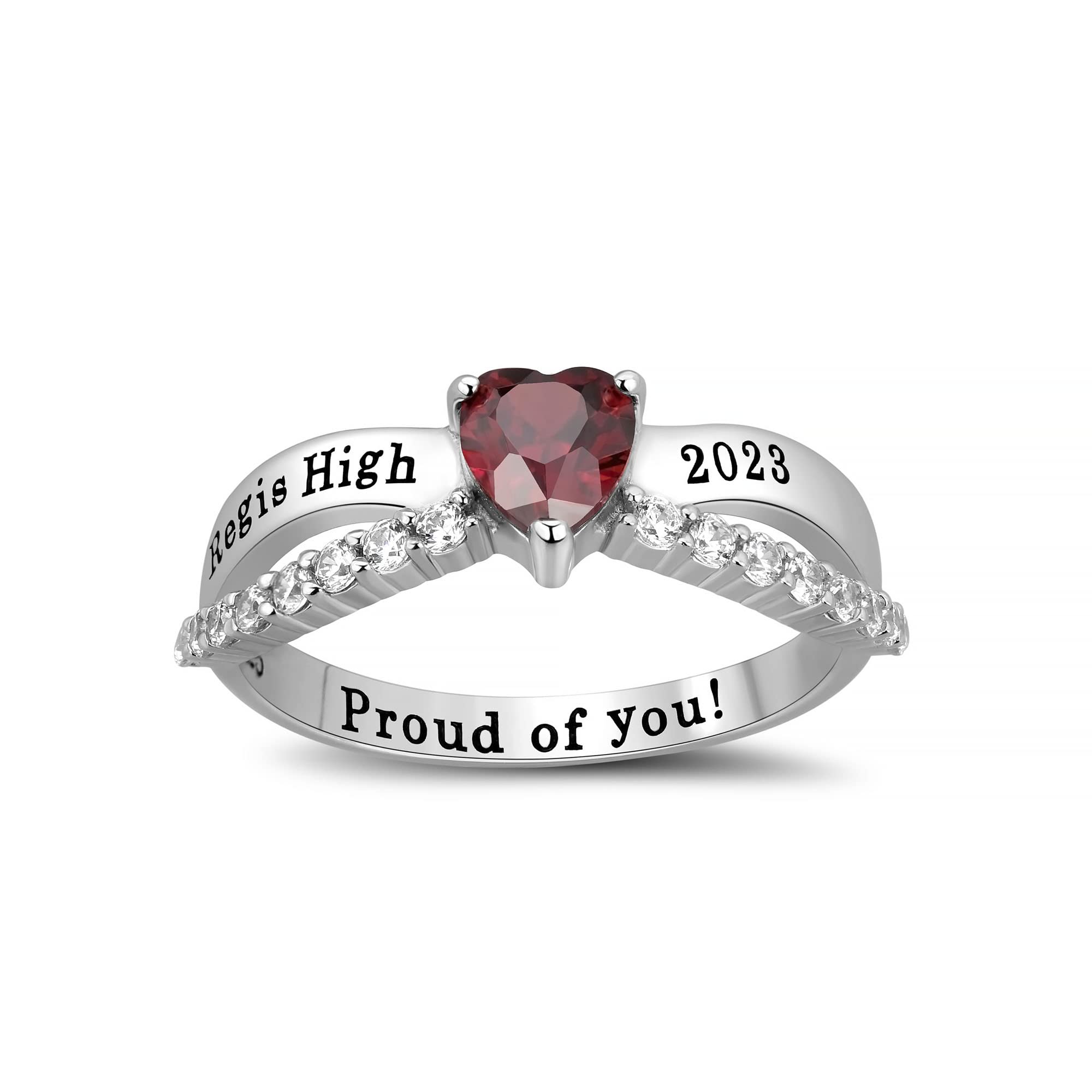 2023 Custom Personalized Sterling Silver High School Class Rings for Women - Engraved Graduation Jewelry Gift for Her - Perfect for Prom, Graduation & Yearbook Photos