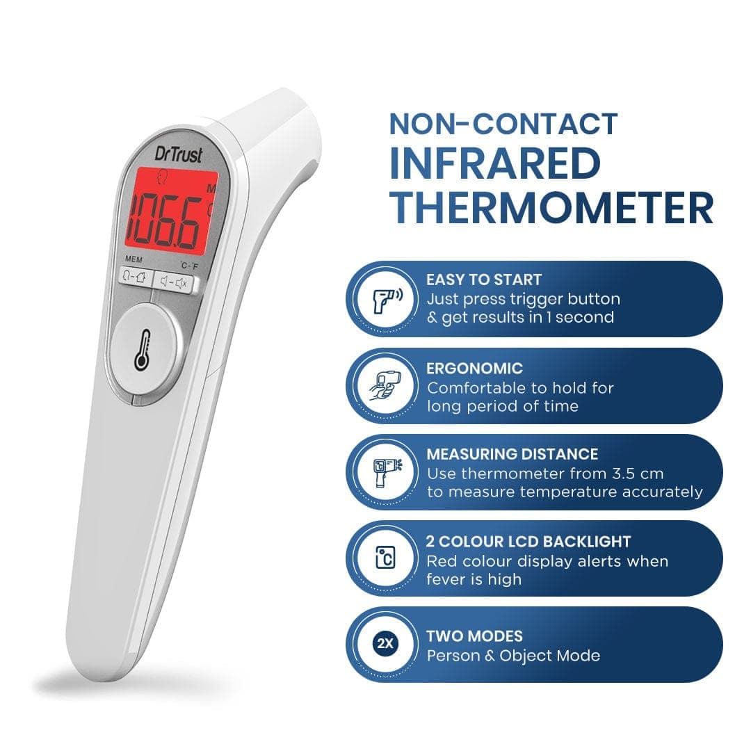 Dr Trust USA Non-Contact Infrared Thermometer 615 - Fast & Accurate Digital Forehead Thermometer for Adults, Kids, Babies - Perfect for Home, Office, Travel & Medical Use