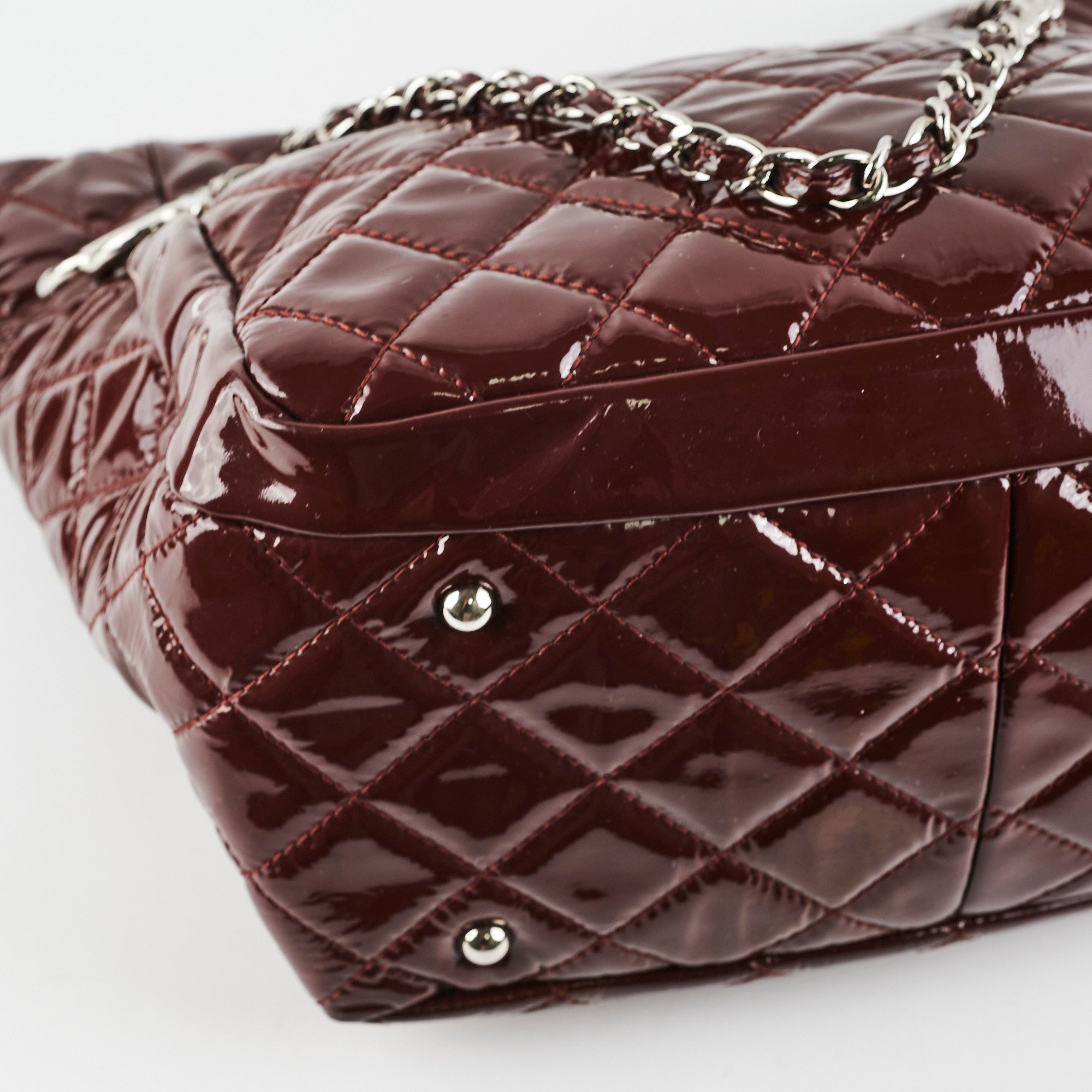 Chanel Quilted Patent Leather Large Tote Bag in Burgundy - Luxury Designer Handbag for Women, Perfect for Work, Travel & Everyday Use
