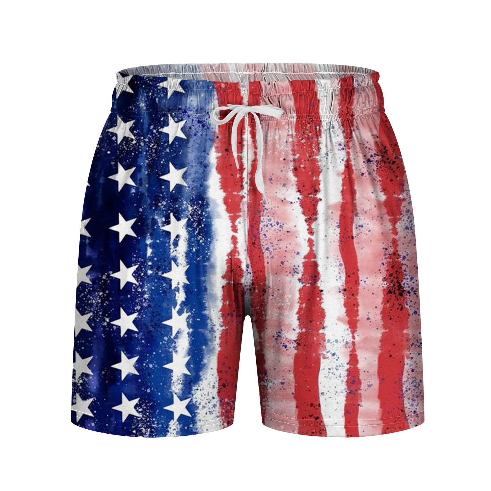 **Men's American Flag Athletic Shorts - Casual Distressed Patriotic Board Shorts for 4th of July, Summer & Beach - Perfect for BBQs, Pool Parties & Outdoor Activities**
