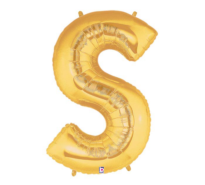 Large Gold Foil Letter S Balloon for Birthday Parties, Baby Showers & Wedding Decorations