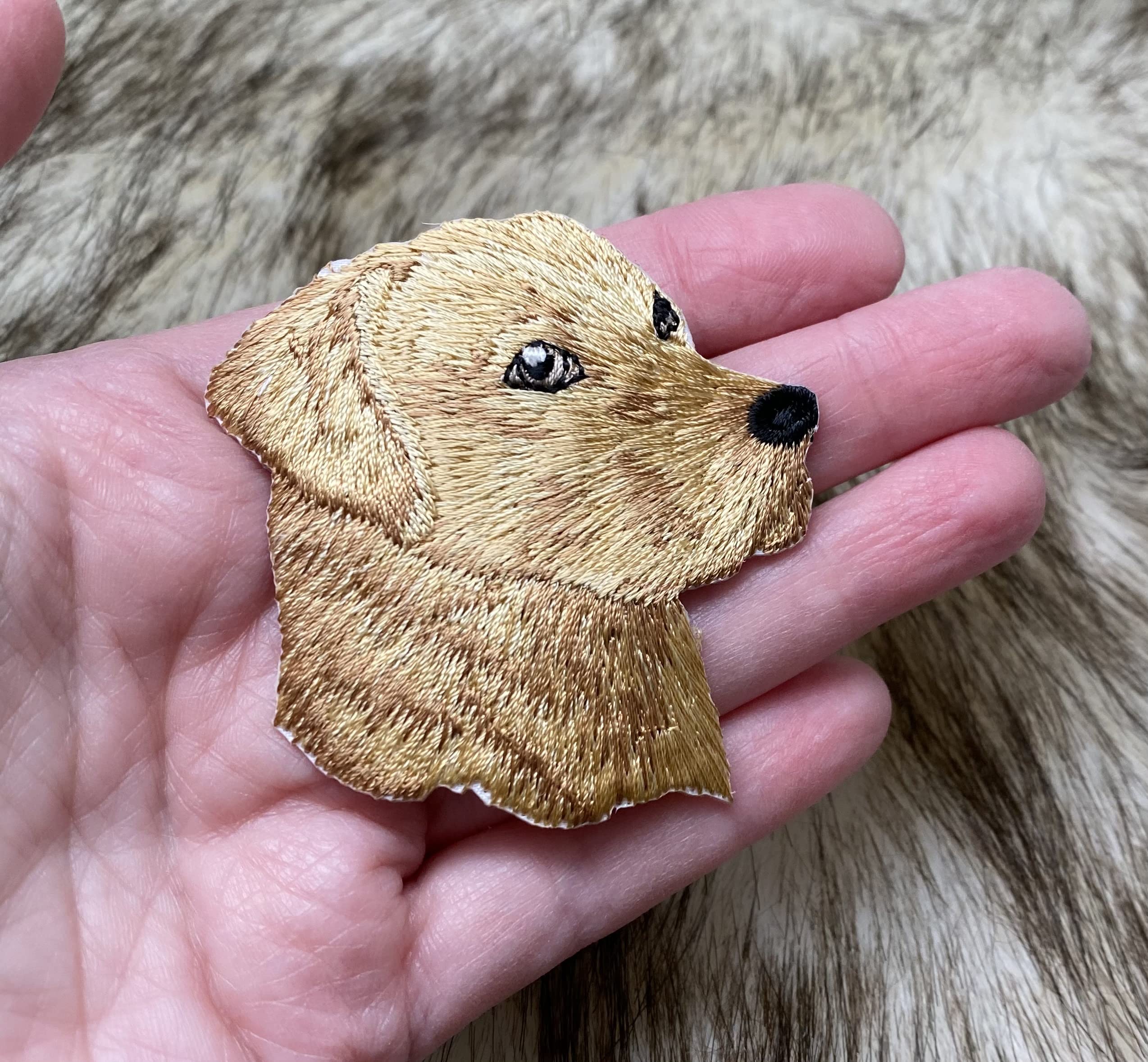 Yellow Labrador Retriever Dog Head Embroidered Iron-On Patch for Pets - Perfect for Jackets, Backpacks & DIY Crafts