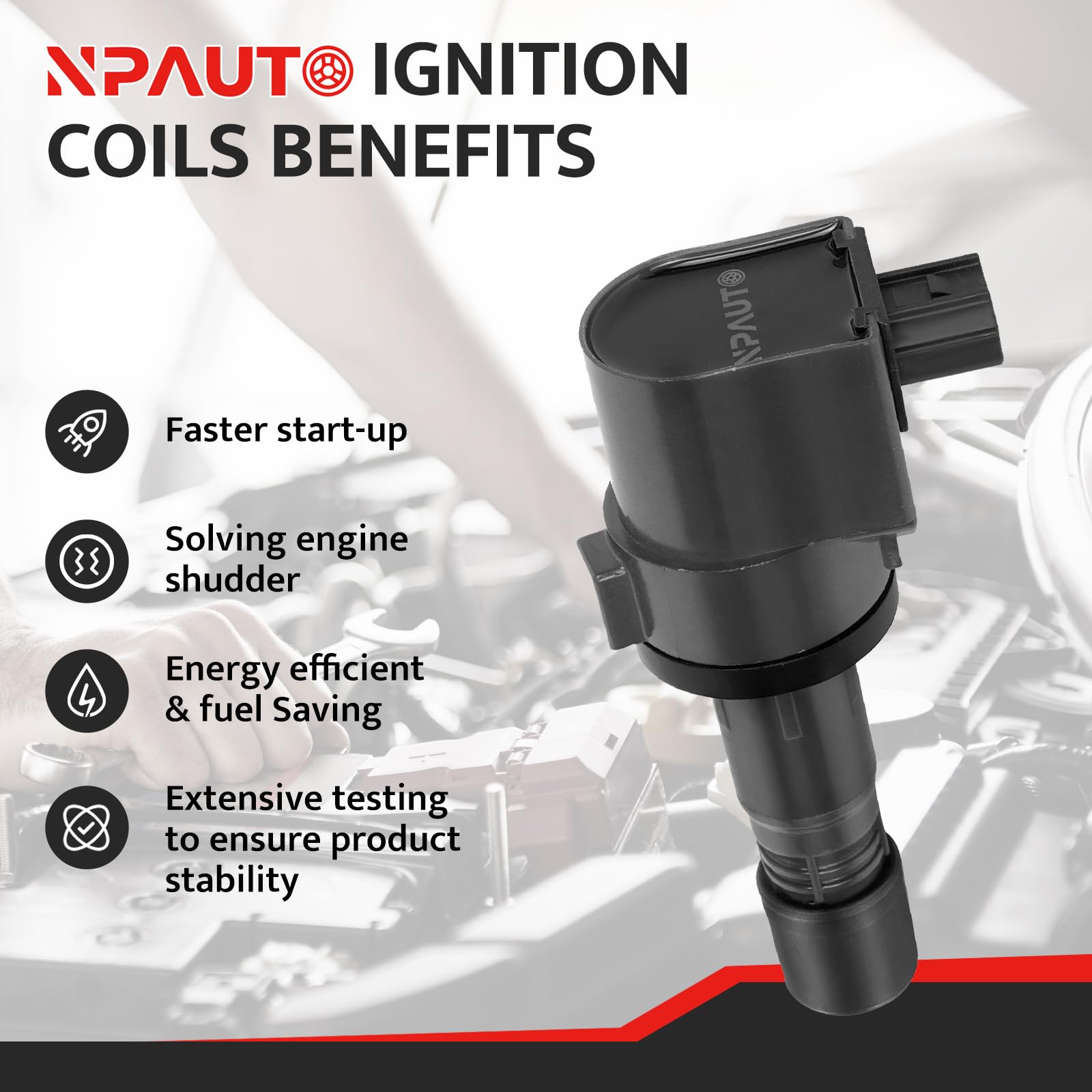 High Performance Ignition Coil Pack Replacement Set of 4 - Compatible with 2012-2015 Honda Civic 1.8L, 2016-2017 Honda HR-V 1.8L, 2013-2015 Acura ILX 2.0L - Replaces UF672 & C1823 - Improves Engine Performance & Fuel Efficiency for Daily Commuting and Road Trips