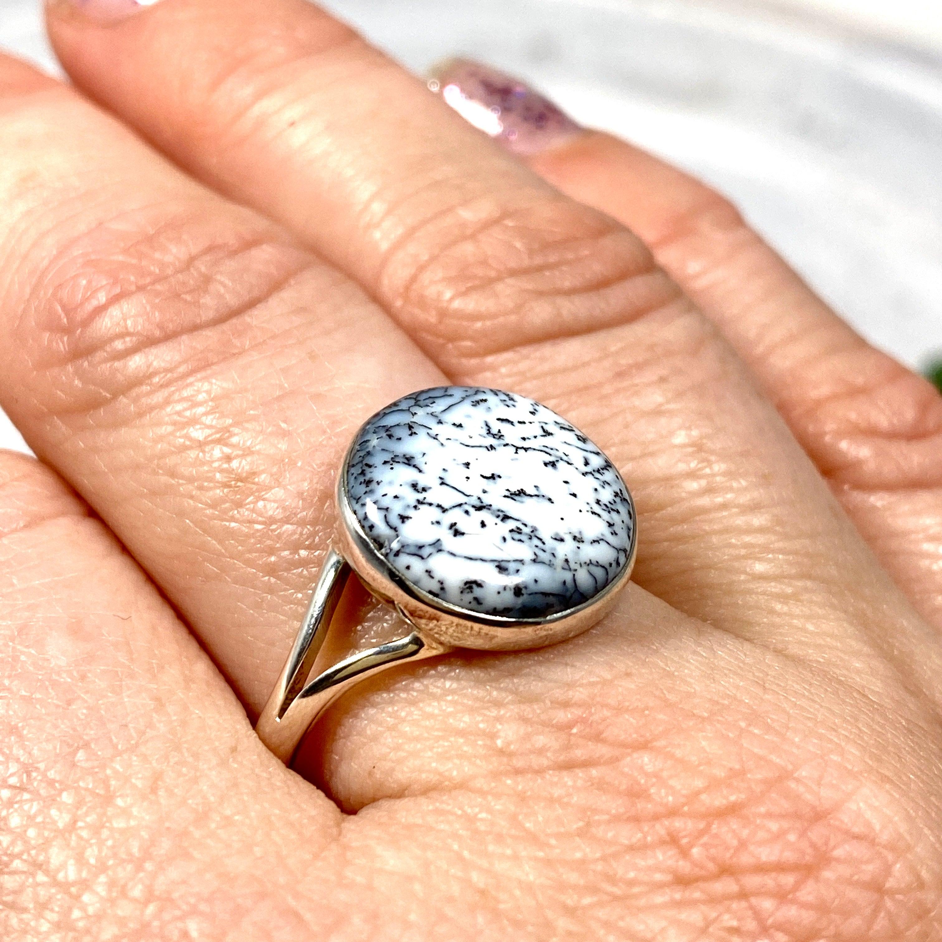 Dendritic Opal Round Ring Size 10 - KRGJ2295 | Elegant Handmade Jewelry for Women, Perfect for Weddings, Parties & Gifts