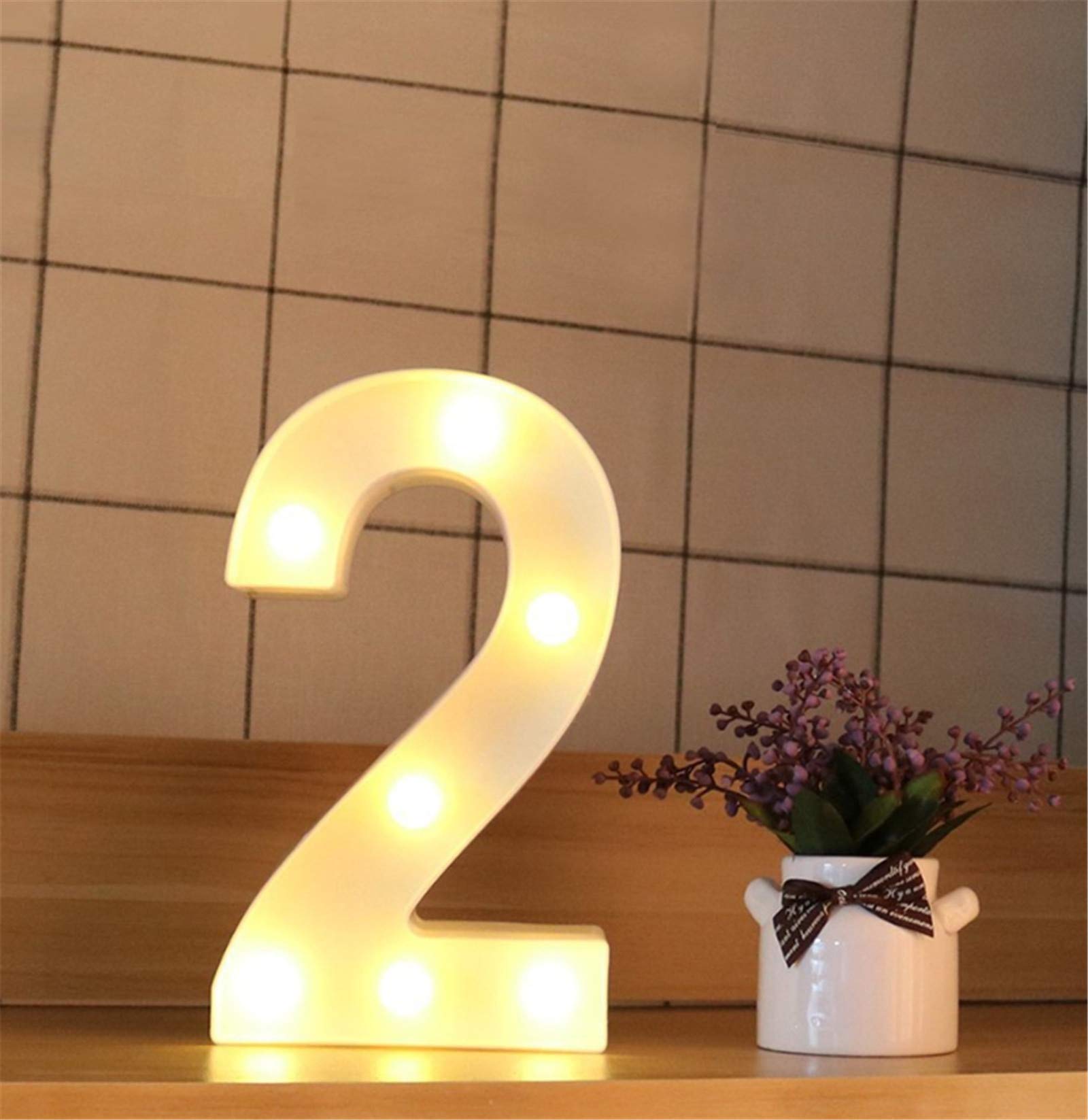 LED Light Up Number 2 Sign - Battery Powered Decorative Letter Lights for Christmas, Home Bar, Wedding & Birthday Party Decor - Perfect for Night Lights, Wall Decor, and Festive Celebrations