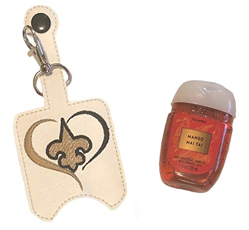 Fleur De Lis Hand Sanitizer Holder Keychain - Stylish & Convenient Purse or Carabiner Clip for On-the-Go Hygiene | Perfect for Purses, Backpacks & Keyrings