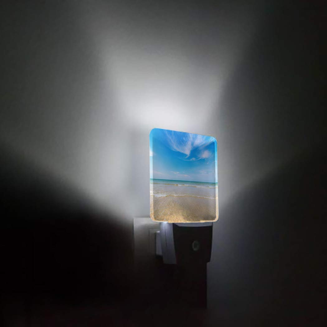 LED Night Light Plug in with Auto Sensor - Exotic Beach Scenery for Bedroom & Kids Room Decor