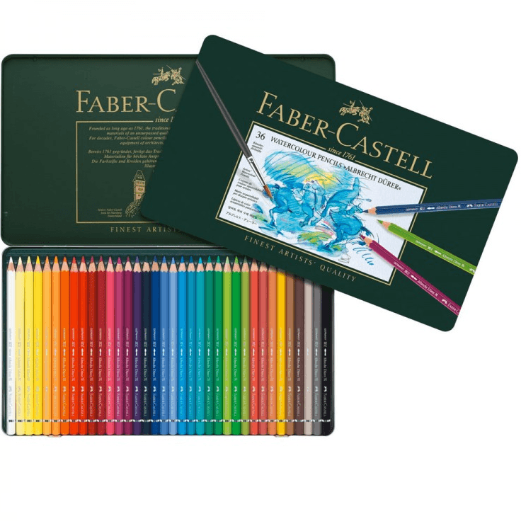 Faber-Castell Albrecht Durer Watercolor Pencils Set of 36 - Premium Artist Colored Pencils in Tin Box for Drawing, Sketching & Professional Artwork