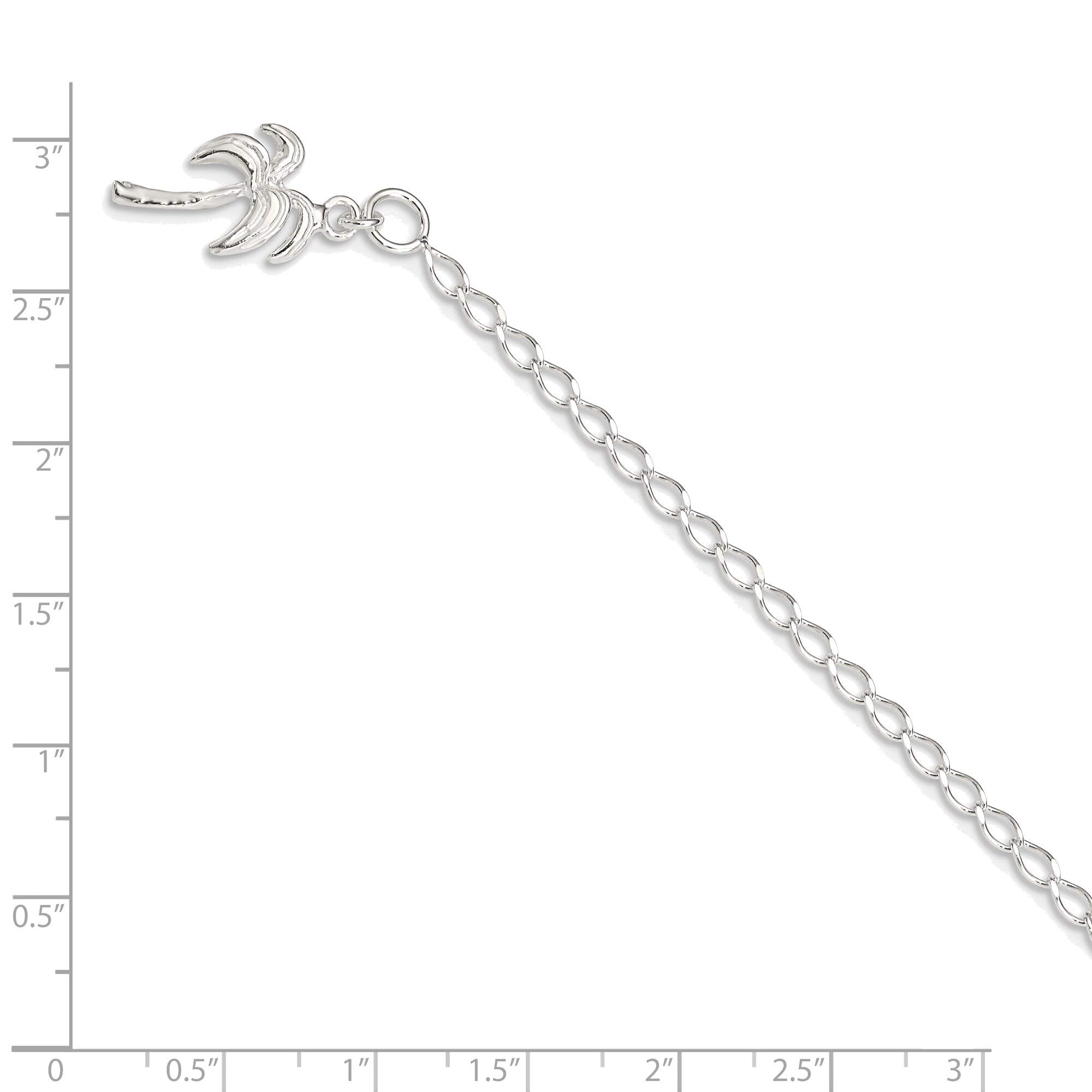 Bonyak Sterling Silver Palm Tree Anklet for Women - Dainty Beach Jewelry for Summer Vacation, Tropical Party & Boho Fashion Accessories