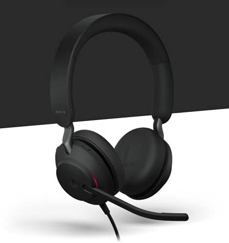 Jabra Evolve2 40 PC Headset - Noise Cancelling Microsoft Teams Certified Stereo Headphones with 3-Microphone Call Technology - USB-A Cable - Black - Perfect for Remote Work, Online Meetings, and Office Communication