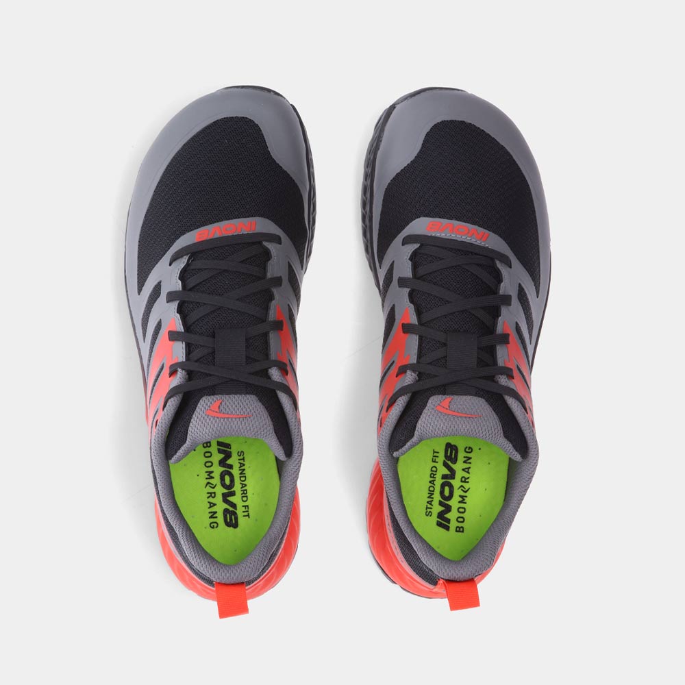 INOV8 Men's TrailFly (M) Wide Trail Running Shoes - Black/Fiery Red/Dark Grey | Lightweight & Durable for Hiking, Mountain Climbing & Outdoor Adventures