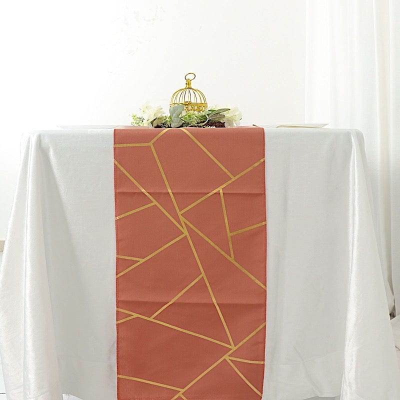 12x108 Inch Geometric Polyester Table Runner for Weddings, Banquets & Home Decor - Elegant Dining Table Cover for Parties, Events and Holiday Celebrations