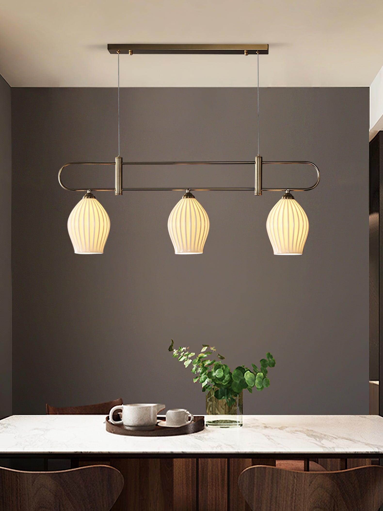 Modern Fin Pendant Light - Adjustable Hanging Ceiling Lamp for Kitchen Island, Dining Room & Bedroom | Industrial Style Lighting Fixture with Vintage Edison Bulbs