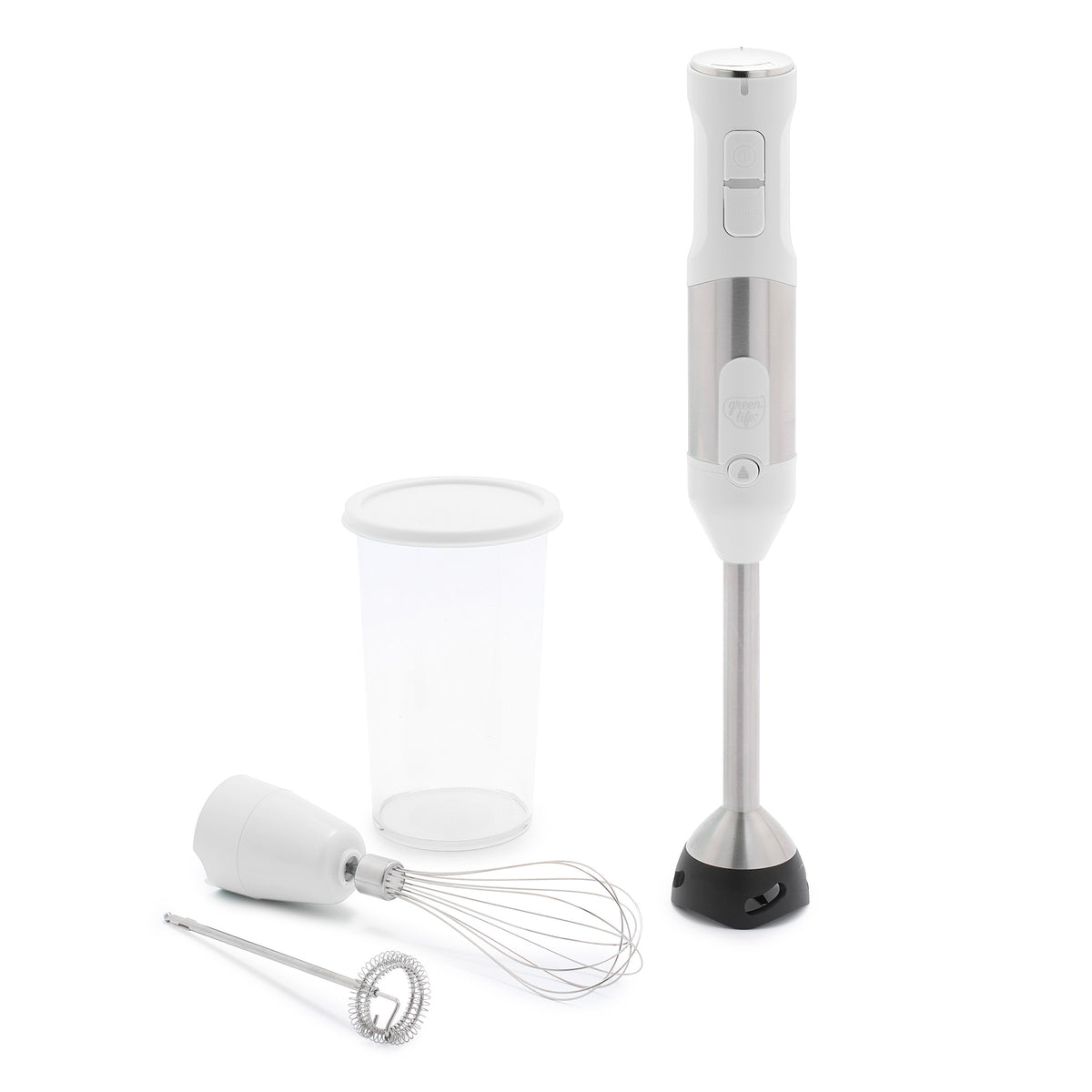 GreenLife Variable Speed Hand Blender - Powerful 500W Immersion Blender with 5 Speed Settings, Stainless Steel Blades - Perfect for Smoothies, Soups, Sauces & Baby Food (White)