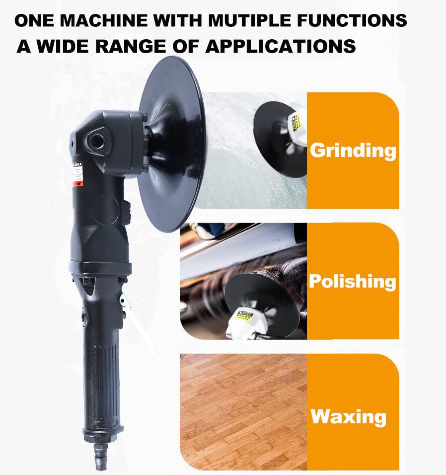 7-Inch Heavy Duty Pneumatic Air Sander/Polisher - Lightweight 5.47 lbs, Adjustable Speed up to 4500 RPM - Perfect for Automotive Detailing, Woodworking & Metal Polishing
