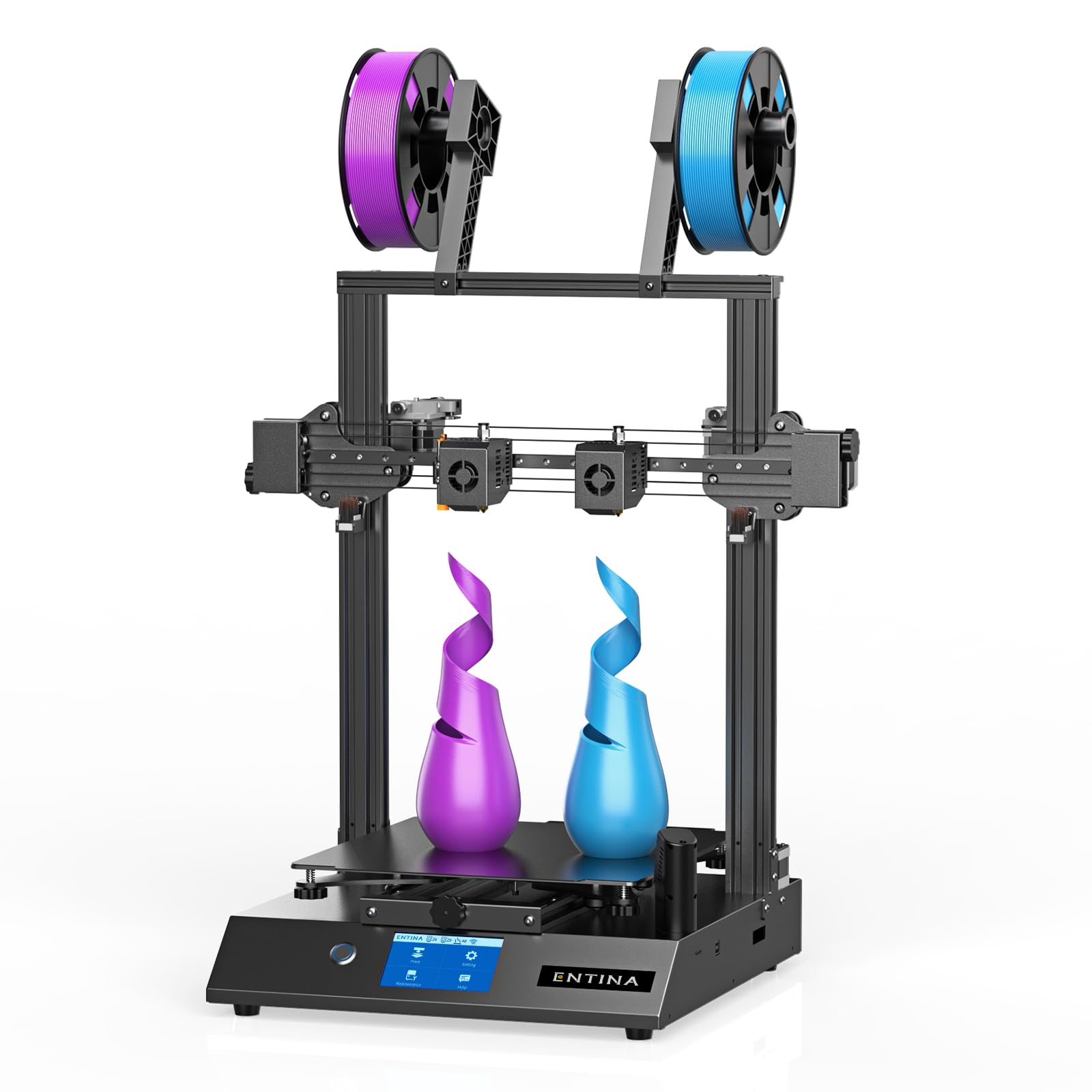 Entina X40 V3 IDEX 3D Printer - Independent Dual Extruder with 295° High Temp Nozzles, 32-bit Silent Motherboard, 4.3