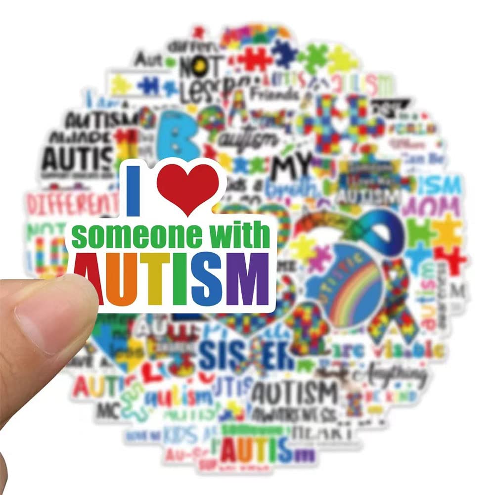 50 Pcs Autism Awareness Stickers - Waterproof Vinyl Decals for Water Bottles, Laptop, Luggage & More - Perfect for Autism Support, School, Office & Daily Use