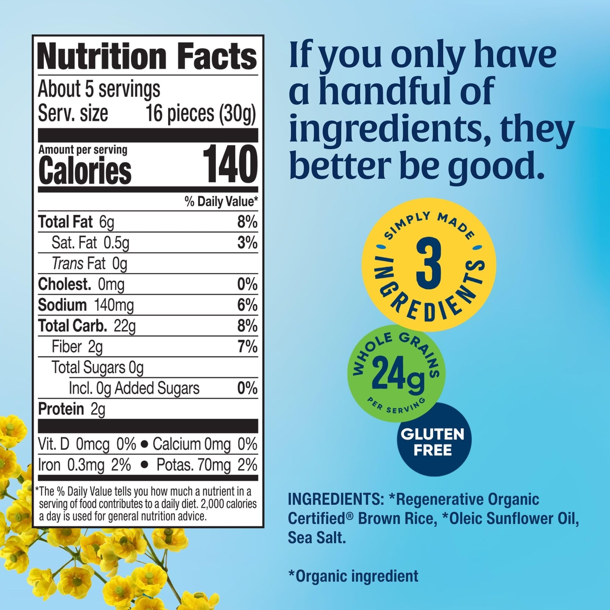 Lundberg Organic Rice Cake Minis - Original Sea Salt Flavor | Gluten-Free Vegan Snacks for Adults & Kids | Healthy Mini Rice Cakes for On-the-Go, School Lunches & Party Snacking | 5 Oz Pack