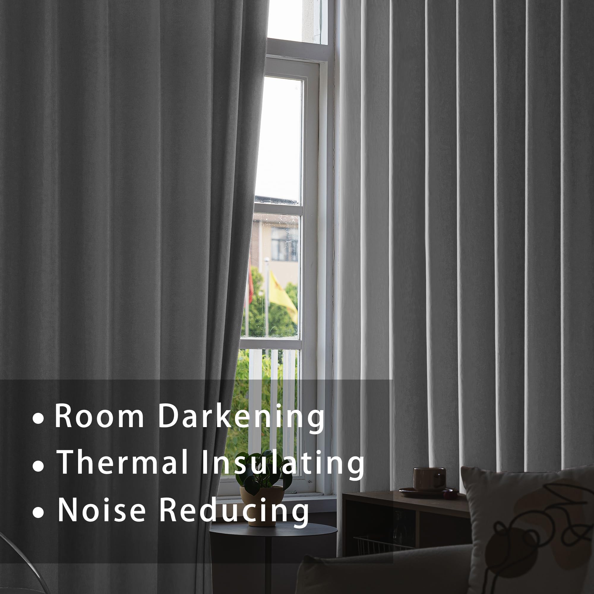30 Inch Grey Tier Curtains - Room Darkening Kitchen Window Curtains for Sink, Bathroom & Basement Door - Triple Weave Short Cafe Curtains Set of 2 Panels with Rod Pocket - Perfect for Small Windows, Half Window Treatments & Cozy Home Decor