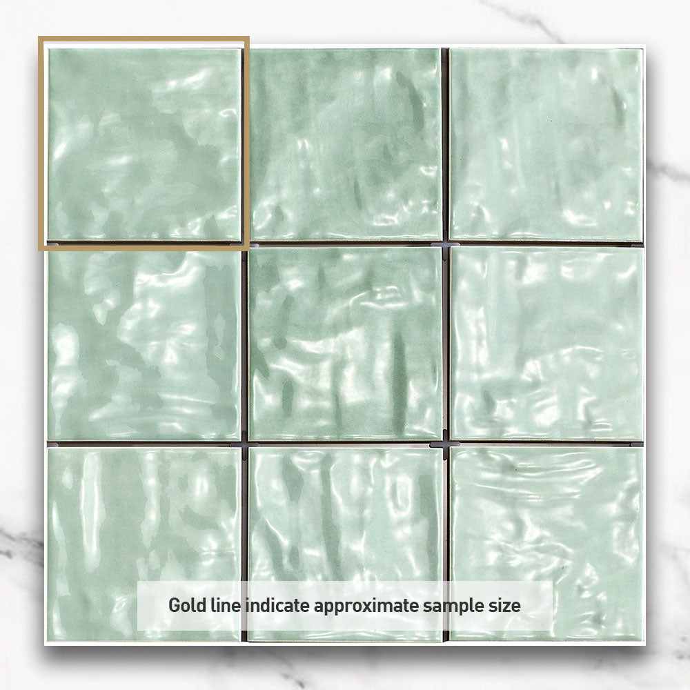 Premium Marrakesh Mint 12x12 Inch Zellige Glossy Ceramic Square Tile - Perfect for Kitchen Backsplash, Bathroom Walls & Mediterranean Style Home Decor